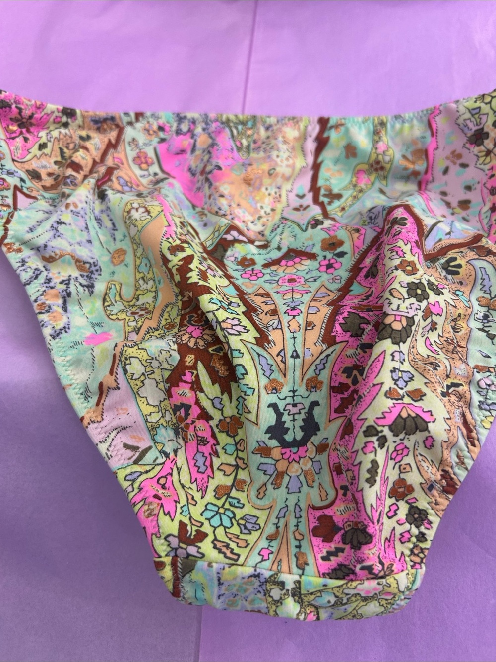 Victoria’s Secret Paisley Print Bandeau Bikini Set in Mint and Pink - Picture 7 of 8